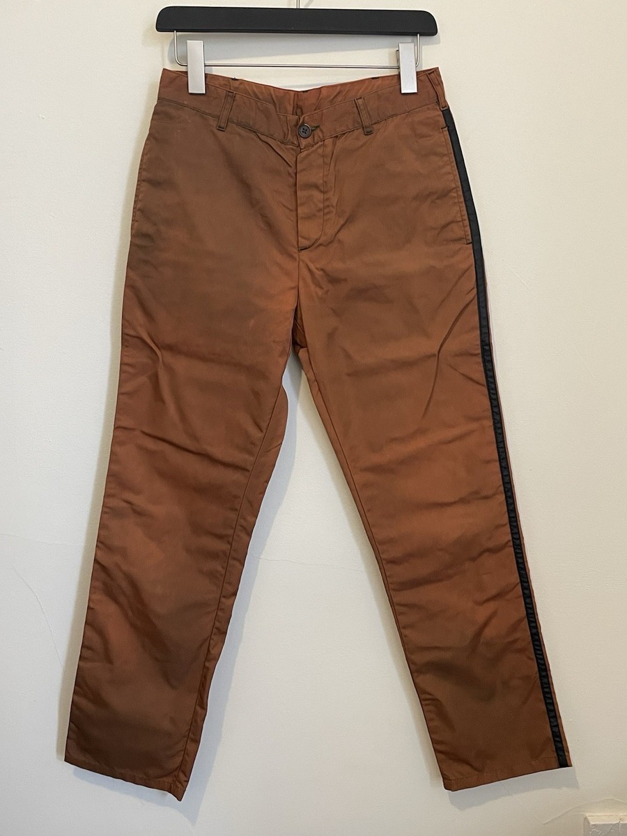 Helmut Lang 1996 Burnt Orange Nylon Stripe Trousers Vintage