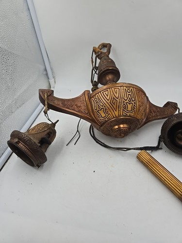 Vintage Victorian Celling Fixture Two Lights On Each Side For Parts Repair - Picture 4 of 21