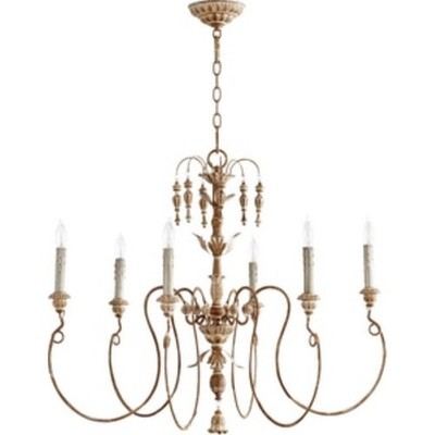 Traditional Six Light Chandelier-French Umber Finish - Chandelier -
