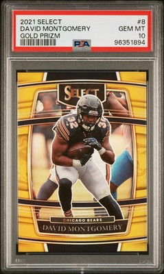 2021 Panini Select David Montgomery #8 Gold Prizm PSA 10
