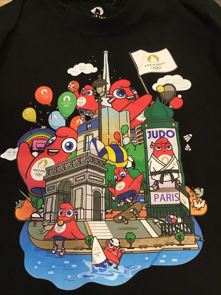 Camiseta Juegos Olímpicos París 2024 Phryge Mascota Talla X Pequeña Negra RARA USADA EN EXCELENTE ESTADO Foto 2 de 4