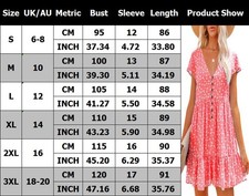 Womens Mini Smock Dress Short Sleeve Ladies Floral Holiday BOHO Summer PLUS SIZE