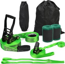 Slackline Kit with Training Line Tree Protectors Ratchet Protectors Arm Trainer