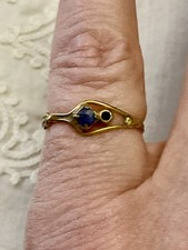 c1900 SUBLIME ANCIENNE BAGUE  De Petit Doigt, VÉRITABLE SAPHIR , PLAQUÉ OR