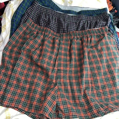 3 Hanes cotton blend Boxer Shorts Light Weight  Size 2XL plaid Nice
