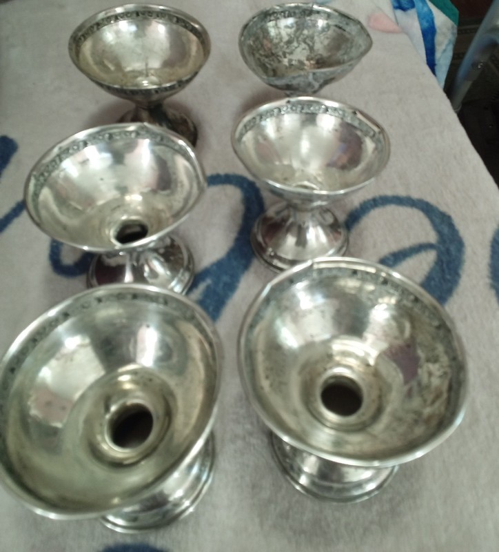 6 Antique Sterling Silver Pedestal Cups For Ice Cream Sherbet No Inserts 1 As Is