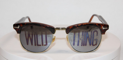 Stylish wild thing imprinted vintage sunglasses from Taiwan NOS  (Tortoise)