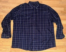 Jos. A. Bank Navy Blue Plaid Collared Button Down Long Sleeve Shirt - Size XXL