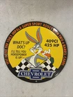 Vintage PORCELAIN Chevrolet 63 Impala 409 425hp Bugs Bunny Horsepower Sign Carbs