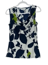 Trina Turk Top Women Medium Silk Blend Floral Sleeveless Stretch Career