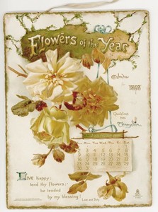 FLOWERS OF THE YEAR CALENDAR FOR 1898, Klein artist, complete, R. Tuck