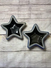 Vtg 90s Rowe Pottery Works Salt Glaze Bowl Star Shaped Dish Baker Mold Pair 6.5”