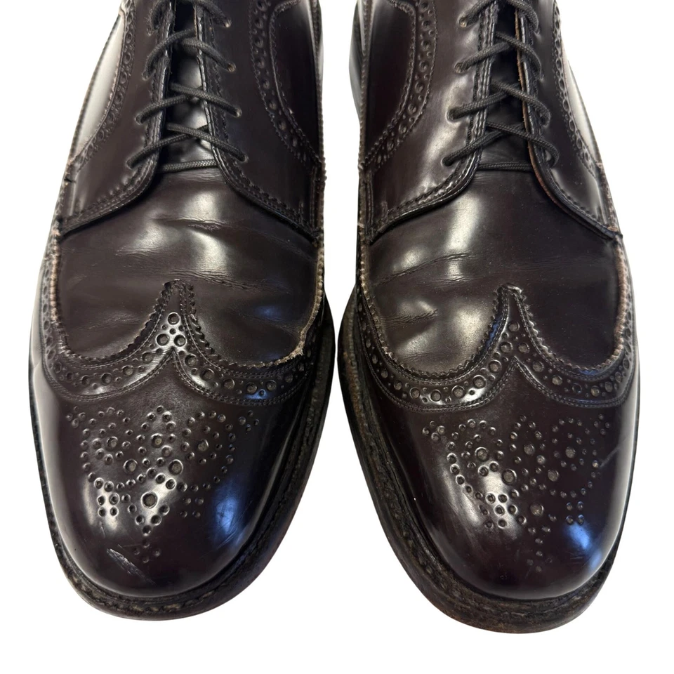 Zapatos de vestir Oxford de colección años 60 para hombre de cuero marrón oscuro punta de ala larga 9,5 D Foto 4 de 4