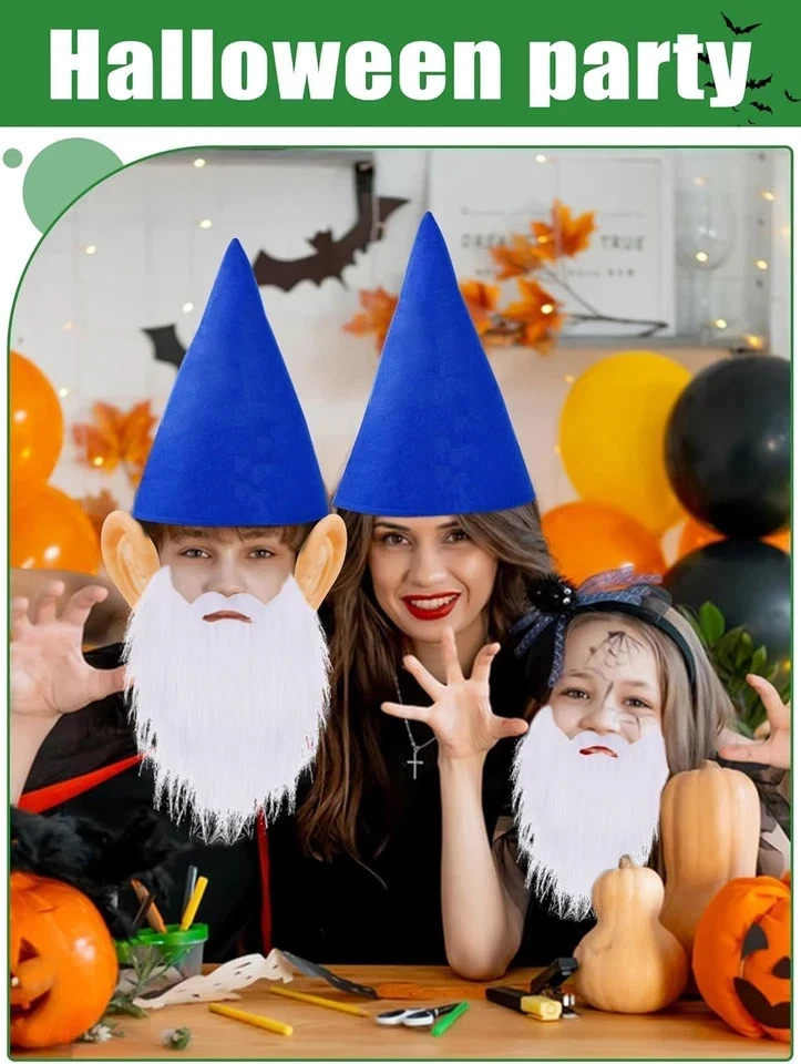 Conjunto de Disfraces de Enano de Halloween, Conjunto de Disfraz de Gnomo con Sombreros de Enano de Fieltro para Halloween Foto 3 de 4