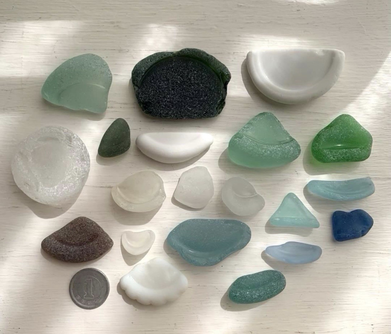 Genuine Surf Tumbled sea glass  from japan bottle bottom