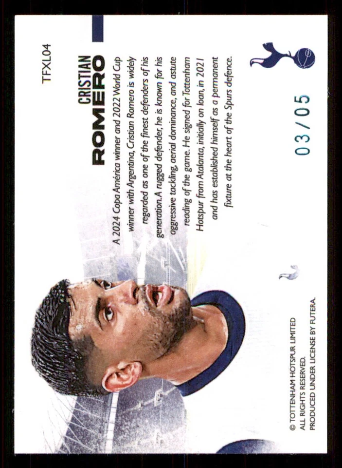 2024-25 Futera Tottenham Hotspur #TFXL04 Cristian Romero 03/05 - Image 2 of 2