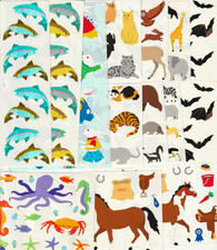 Vintage Mrs Grossman Animal Stickers Wild Zoo Cat Bat Bunny Fish Horse- YOU PICK