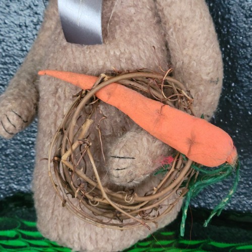 Antique Primitive Rabbit Hare Stuffed Animal Movable Arms Country Farmhouse - Picture 5 of 14