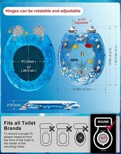 Round Ocean Resin Toilet Seat Slow Close Quick Release Metal Zinc Alloy Hinge...