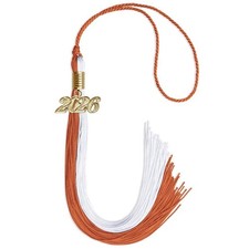 Endea Graduation Burnt Orange/White Tassel With Gold Date Drop