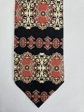 John Blair Paisley Stripe on Black BackgroundSilk Tie Necktie 100 Silk