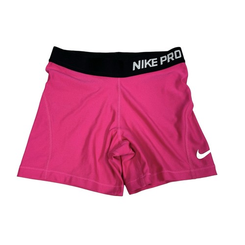 Nike Pro Girls Compression Shorts Size Large Pink Black - Picture 3 of 10