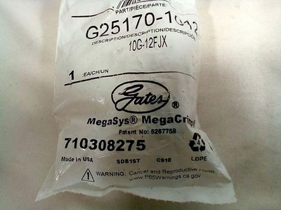 Gates 10 Pack MegaSys MegaCrimp G25170-1012 10G-12FJX Hydraulic Hose Fitting