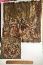 Vintage French Pastoral Tapestry Upholstery Fabric Square Lot