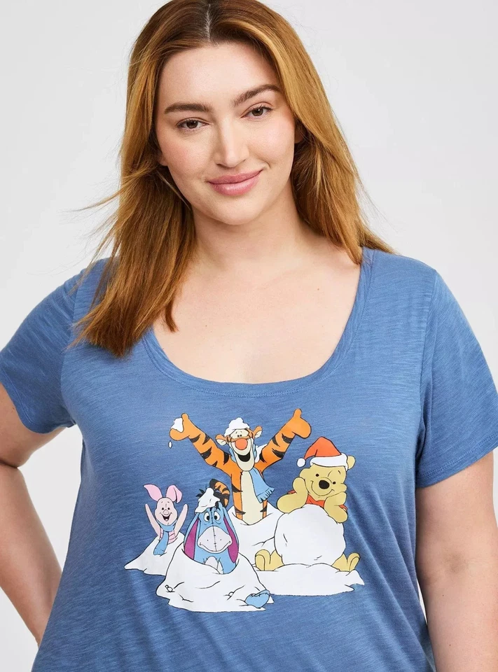 Disney Winnie the Pooh Navidad Dormir Top Torrid Talla Grande 6 Nuevo Con Etiquetas Pijama Vacacional Foto 4 de 4