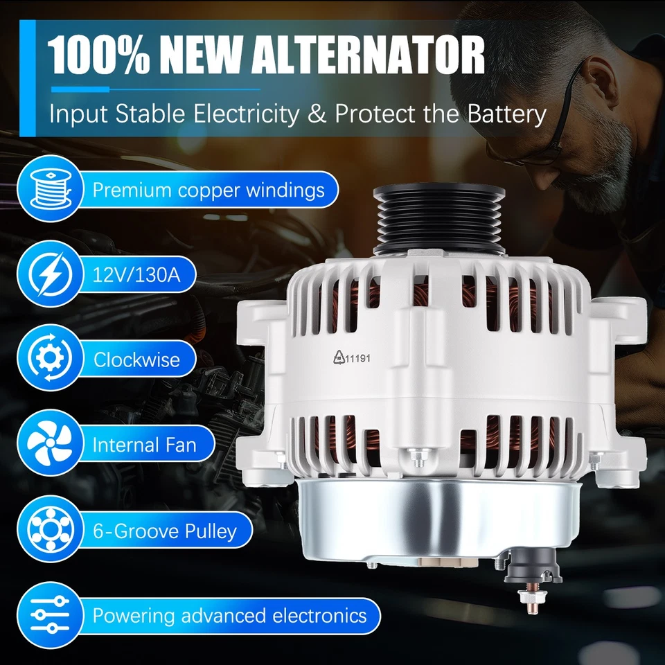 Genuine Alternator Fit 2006-2012 Hyundai Azera Sonata Veracruz Entourage 130Amp Foto 2 de 4