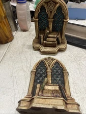 Set of 2 Vintage Ceramic Art Deco Bookcase Shelves Figurine