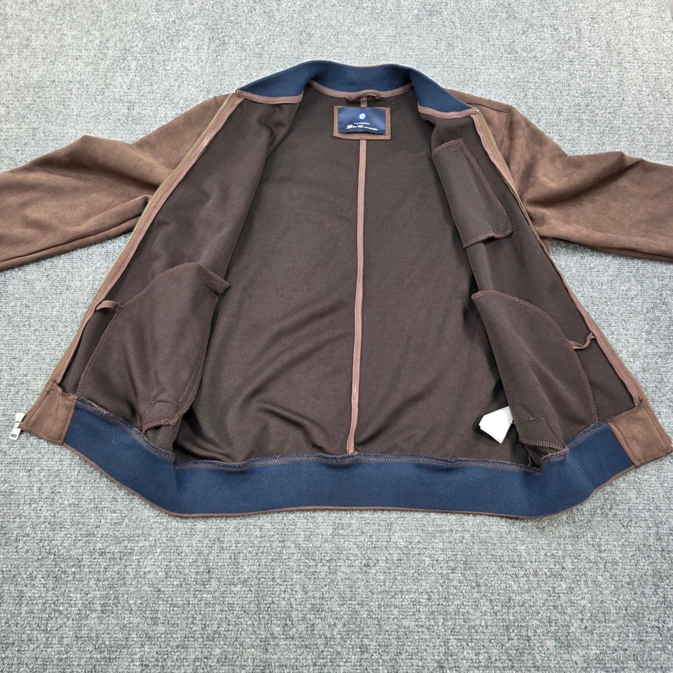 Chaqueta de bombardero Ben Sherman marrón imitación gamuza cremallera completa para hombre grande Foto 4 de 4