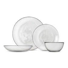 FORTESSA Los Cabos Tableware, 16-Piece Glass Dinnerware Set , Clear