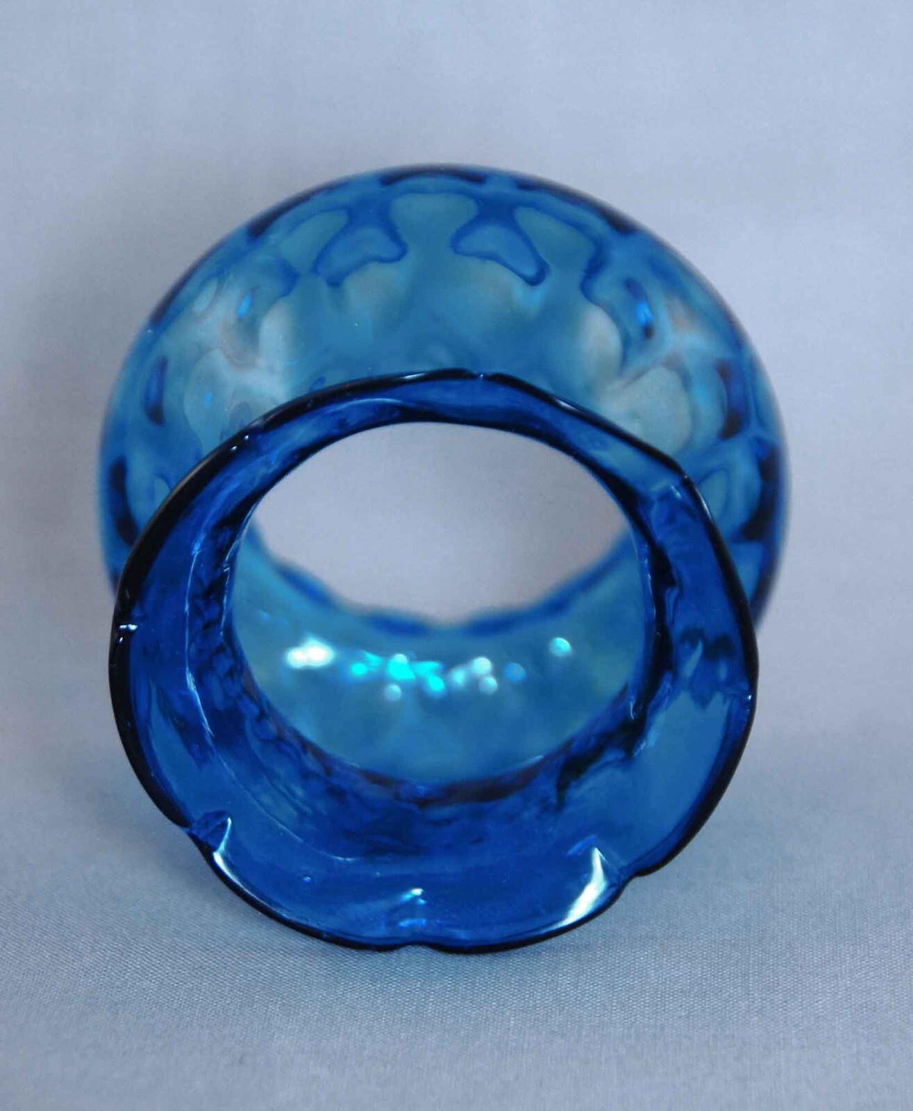 RARE Antique Art Glass OpticMolded Blue Miniature Oil Lamp