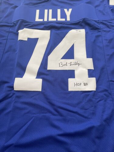 BOB LILLY HOF '80 Autographed Blue Jersey Mr. Cowboy Dallas Cowboys Beckett COA - Picture 2 of 12