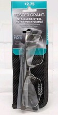 New Foster Grant Lamar Men's 2.75 Reading Glasses Stainless Steel With Case