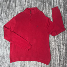 Chaps Mens Size XL Quarter Zip Pullover Sweater Red Long Sleeves 100 Cotton