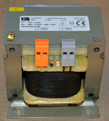 BLOCK Transformatoren-Elektronik GmbH B1007072 Trafo Rri.:230V Sec.:660V 