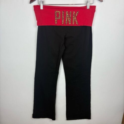 PINK Victoria's Secret Fold-over Yoga Leopard Boot Cut Leggings