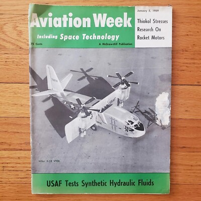 Aviation Week & Space Technology Hiller X-18 VTOL Zero Gravity January 5 1959