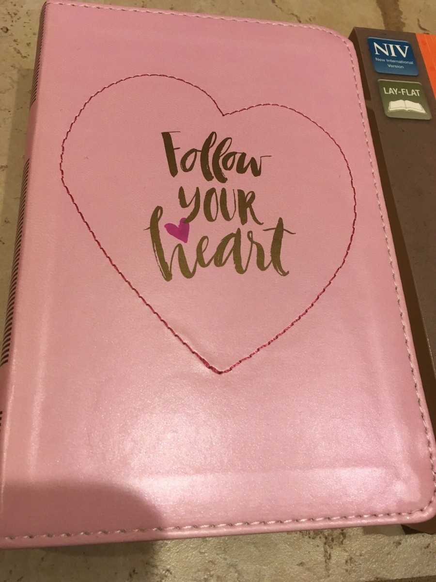 NIV FAITH GIRLZ BACK PACK BIBLE PINK FOLLOW YOUR HEART RED LETTER