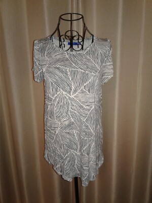 NEW   Sonoma Super Soft Long Tunic Tee Top   Zebra Penstroke Print   Women's XS