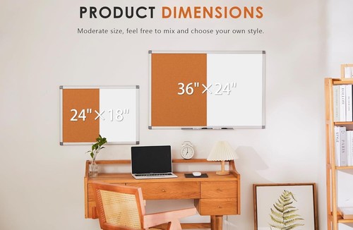 Elegant 90x60cm Dry Erase Cork Board with Magnetic Surface – Ideal for Any Space - Picture 6 of 11