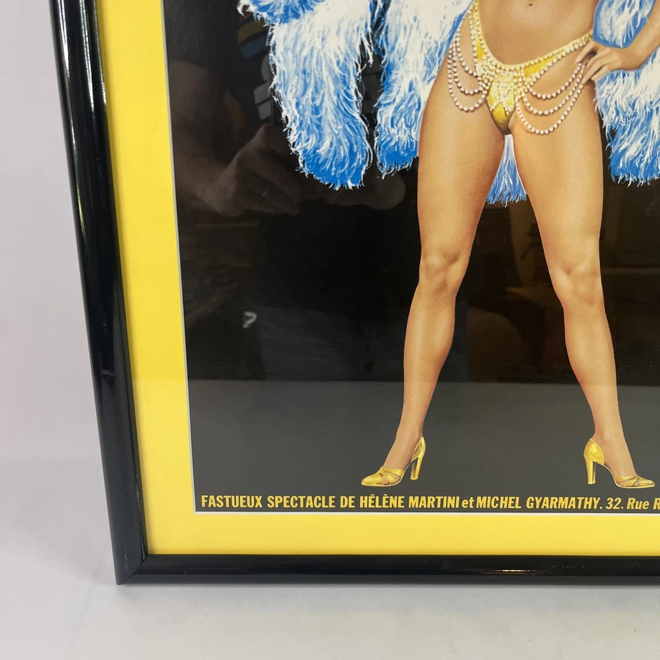 "Póster grande francés vintage 1976 Folies Bergere azul aslan 20"" x 28"" enmarcado" Foto 4 de 4
