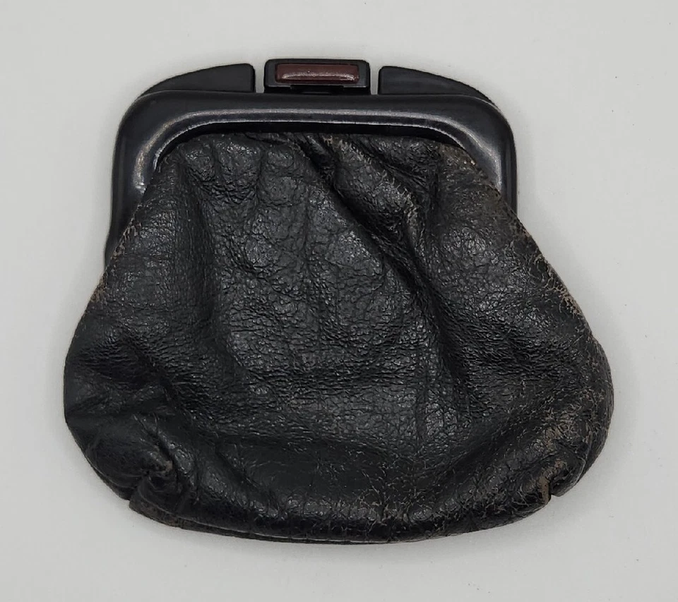 Monedero vintage Roger Gimbel accesorios cuero y Lucite Foto 2 de 4