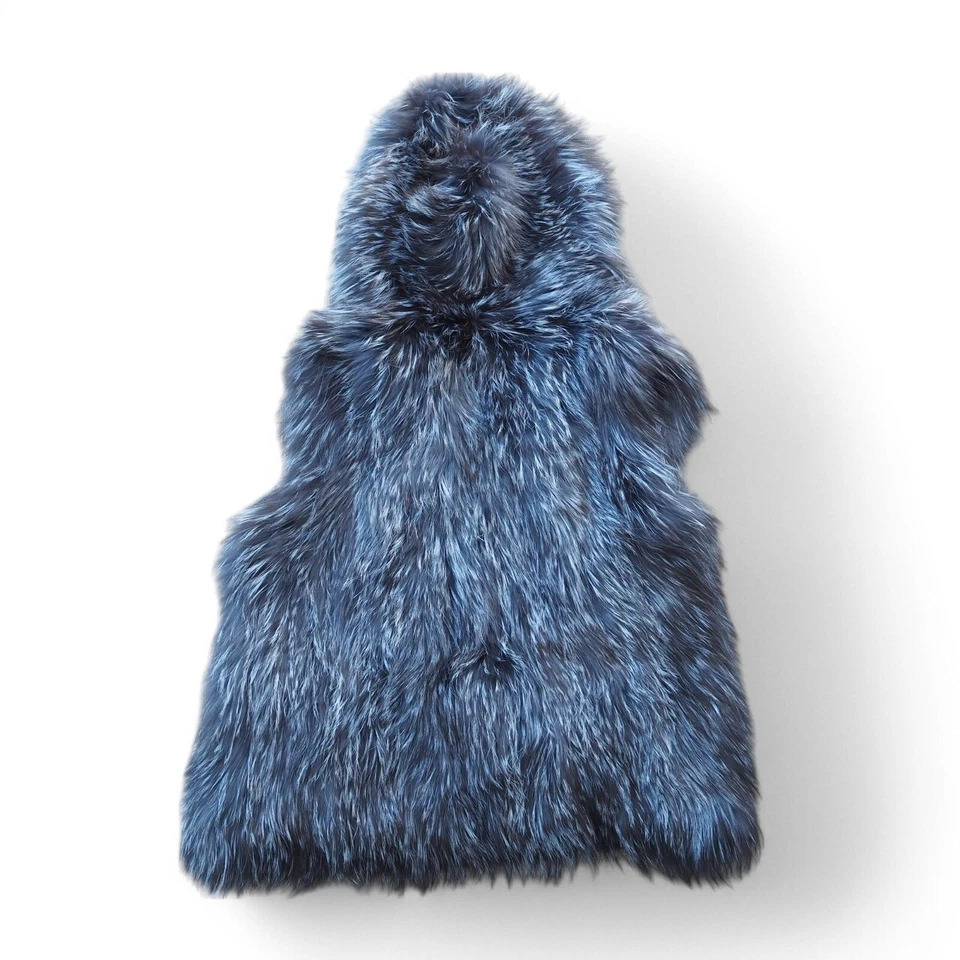 Chaleco con Capucha Linda Richards Genuino Plateado Piel de Zorro FK-67 Para Mujer Mediano (M) Foto 3 de 4