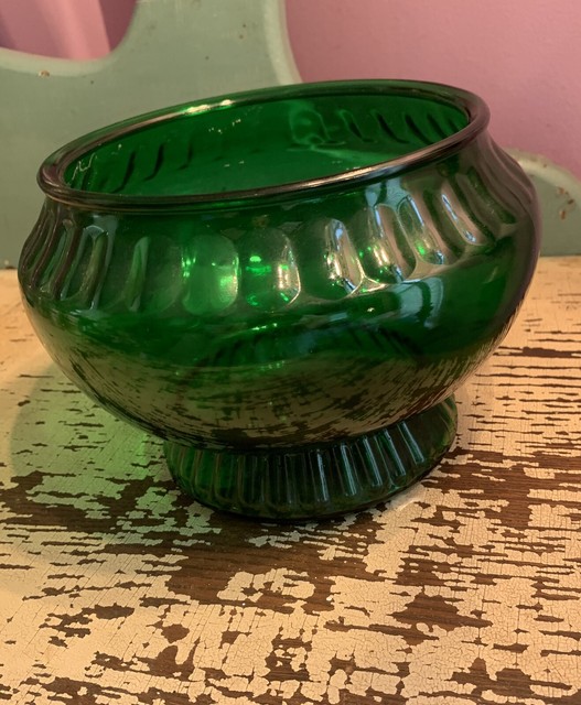 Vintage Dark Green Glass Bowl or Vase Napco Cleveland OH