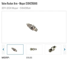 NEW Genuine Mopar 05184296AH Valve Rocker Arm 11-24 Jeep Dodge RAM Chrysler 3.6L