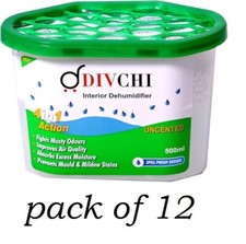 12 Pack Dehumidifiers DISPOSABLE 500 ML Home Interior Damp Mould Moisture Mildew