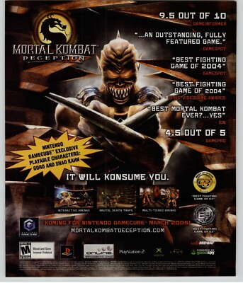 Mortal Kombat: Deception PS2 Xbox 2005 Print Ad/Poster Official Promo Art Rare
